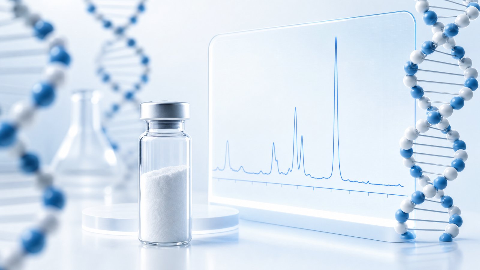 Peptide purity HPLC chromatogram analysis in a research laboratory