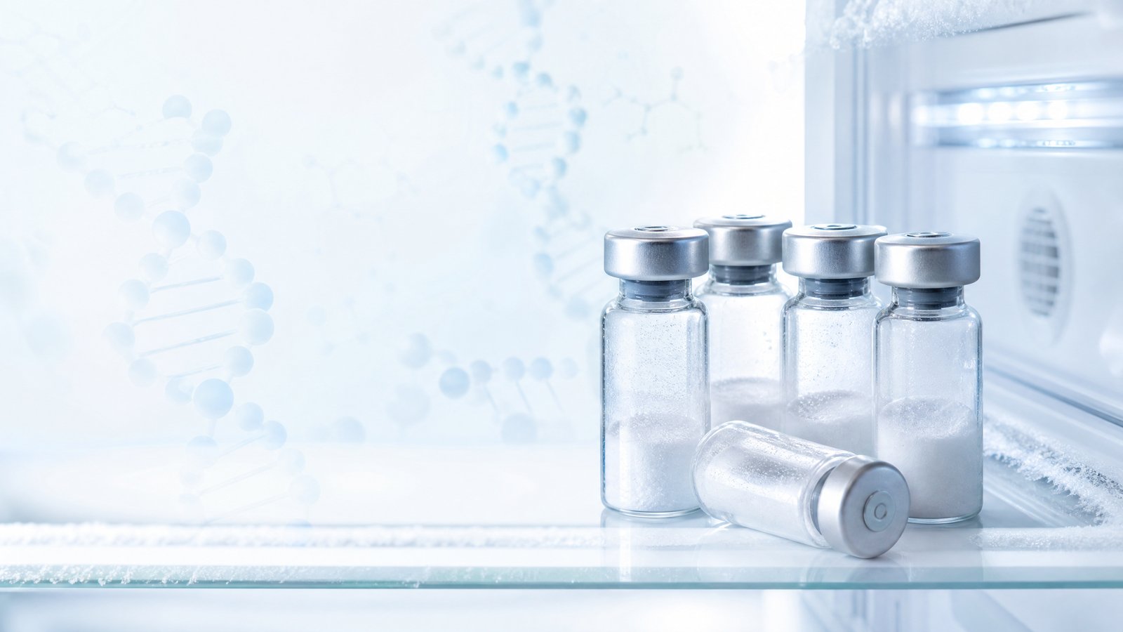 Correct storage of research peptides in a refrigerator with vials